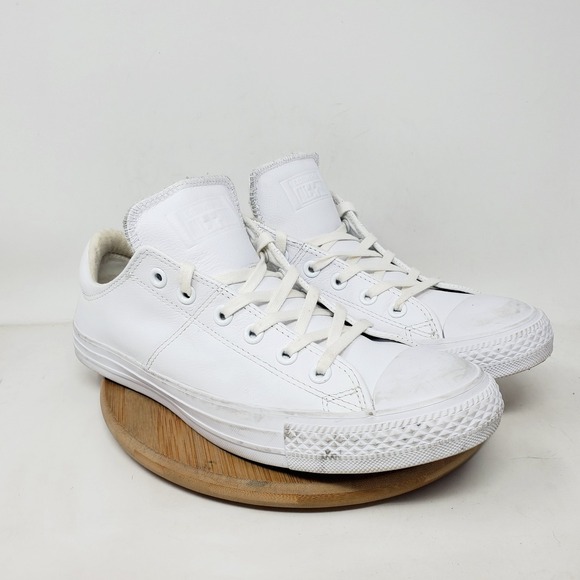 Converse All Star Madison‎ OX Sneakers Womens 10 White Leather Lace Up Shoes - Picture 7 of 13